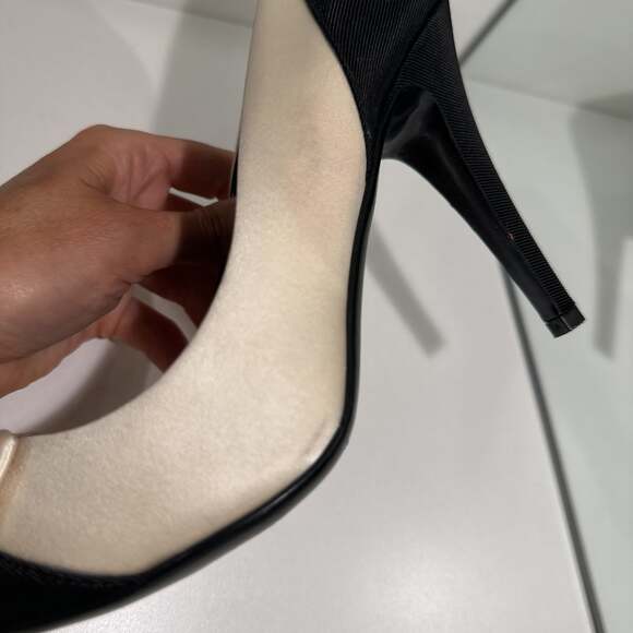 J.Crew Black Cream Two-Tone Stiletto Heel Bow Pointed Toe Pumps 8.5 - Picture 11 of 12